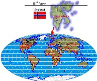 Karte: Svalbard auf dem Globus
