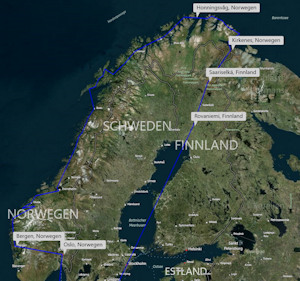 Route - Hurtigruten 2016
