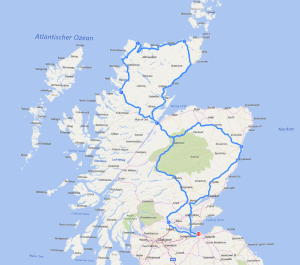 Reiseroute Schottland 1999